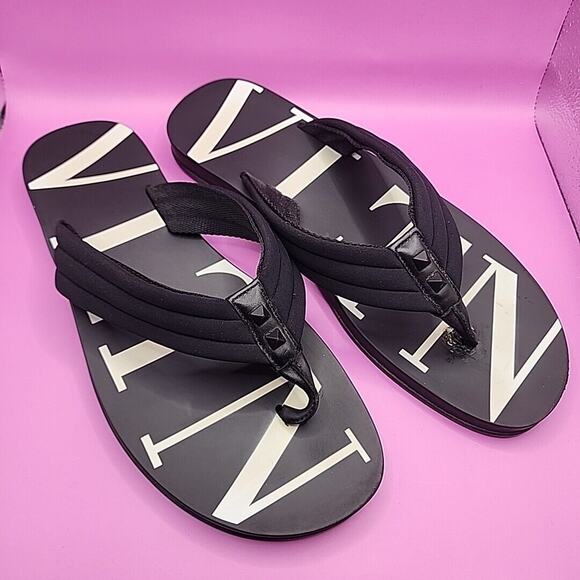 VALENTINO GARAVANI VLTN-Print Flip Flops Size EU 43 / US 10 Read - Picture 1 of 11